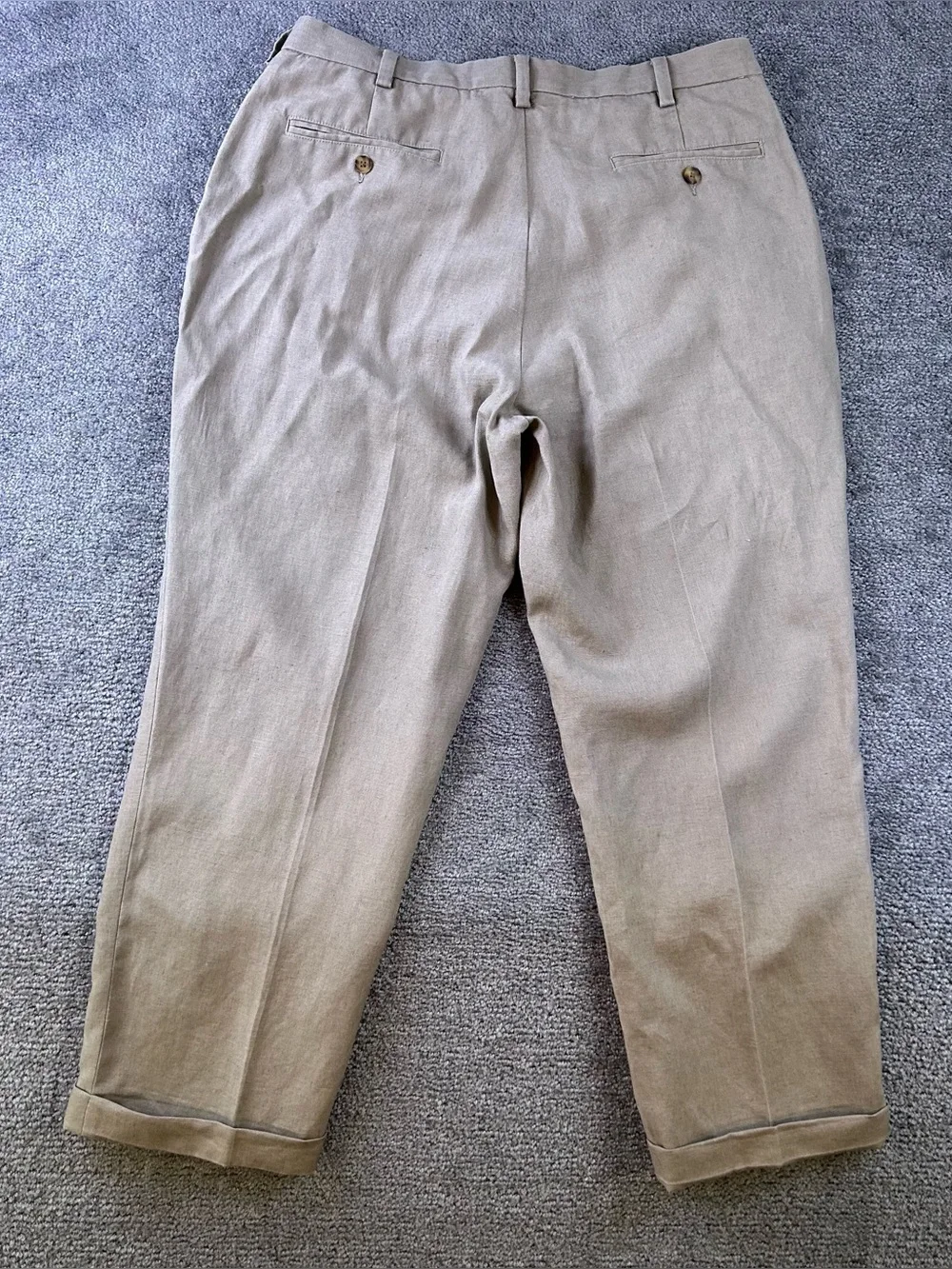 Jos A Bank Linen Khakis Mens 36x30 Pants Preppy VTG Old Money Cuffed Pleated